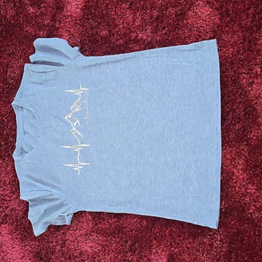 Women Graphic Tees Mountain Adventure Shirts Heartbeat  Hiking Camping Tee Top
